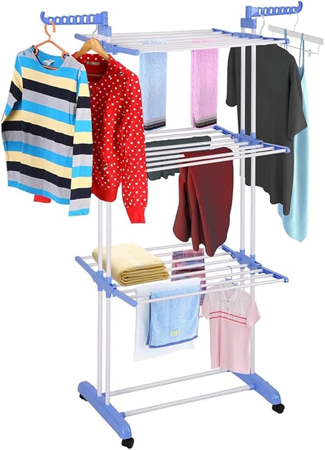 Imagem do produto Varal de Chão Vertical Para Roupas 3 Andares Dobrável Portátil Grande 