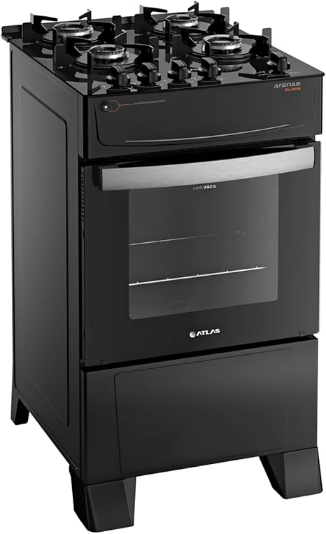 Imagem do produto Fogão 4 Bocas Atlas Preto Mesa Vidro Glass Agile UP